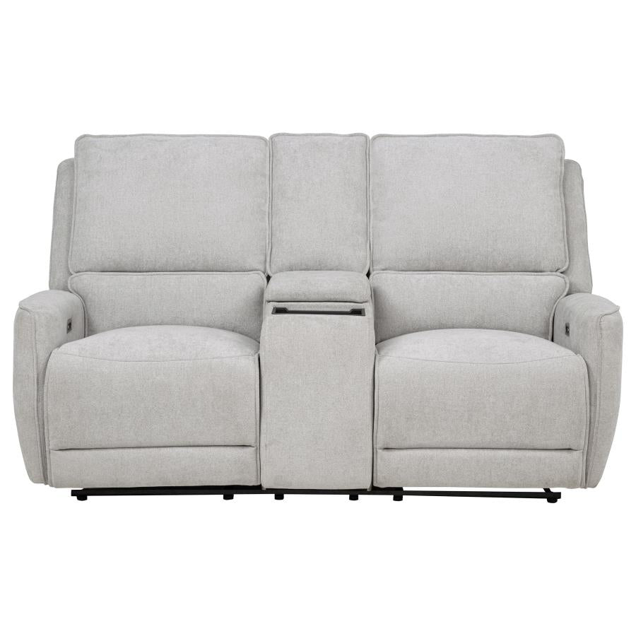 Sylmar Chenille Upholstered Power Reclining Loveseat Dove Grey-7