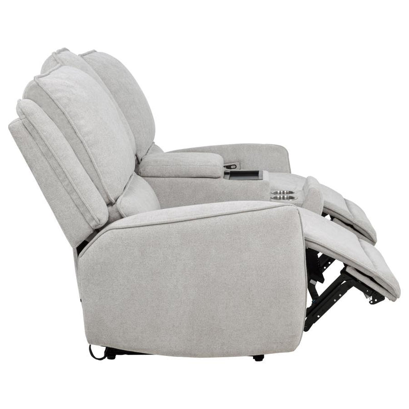Sylmar Chenille Upholstered Power Reclining Loveseat Dove Grey-zoom-