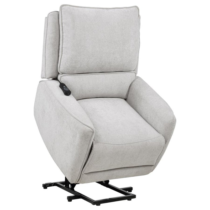 Sylmar Chenille Upholstered Dual Power Lift Recliner Dove Grey-zoom-