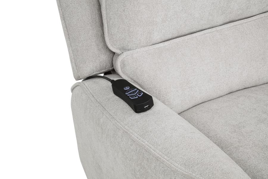 Sylmar Chenille Upholstered Dual Power Lift Recliner Dove Grey-13