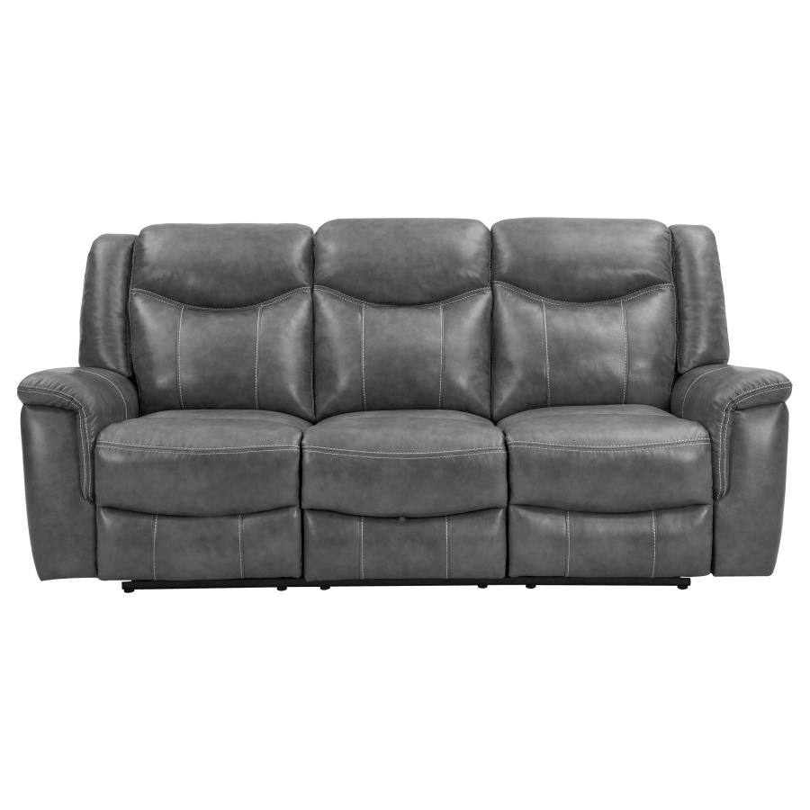 Conrad 2-piece Upholstered Padded Arm Motion Sofa Set Grey-6