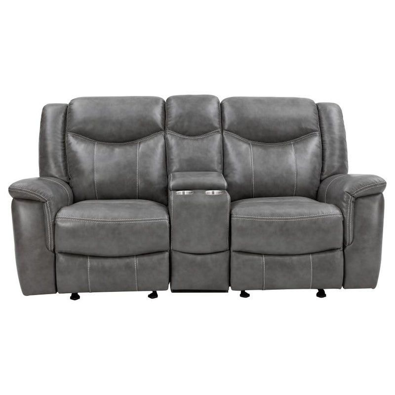 Conrad 2-piece Upholstered Padded Arm Motion Sofa Set Grey-zoom-