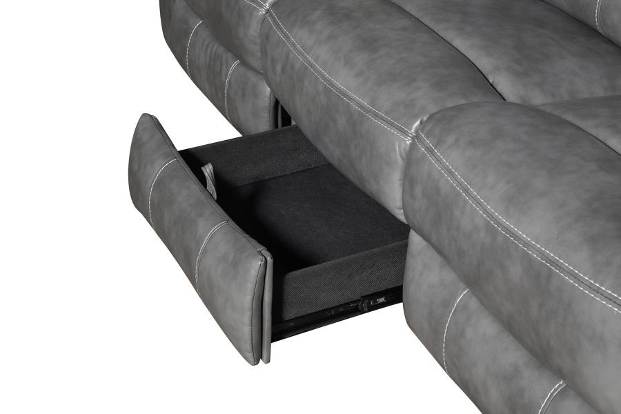 Conrad 2-piece Upholstered Padded Arm Motion Sofa Set Grey-zoom-12