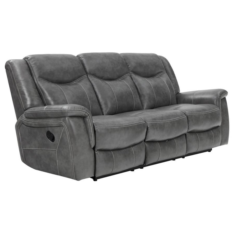 Conrad 3-piece Upholstered Padded Arm Motion Sofa Set Grey-zoom-