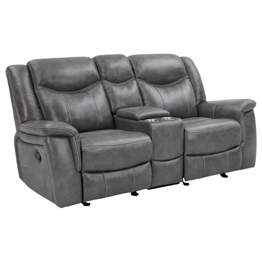 Conrad 3-piece Upholstered Padded Arm Motion Sofa Set Grey-6