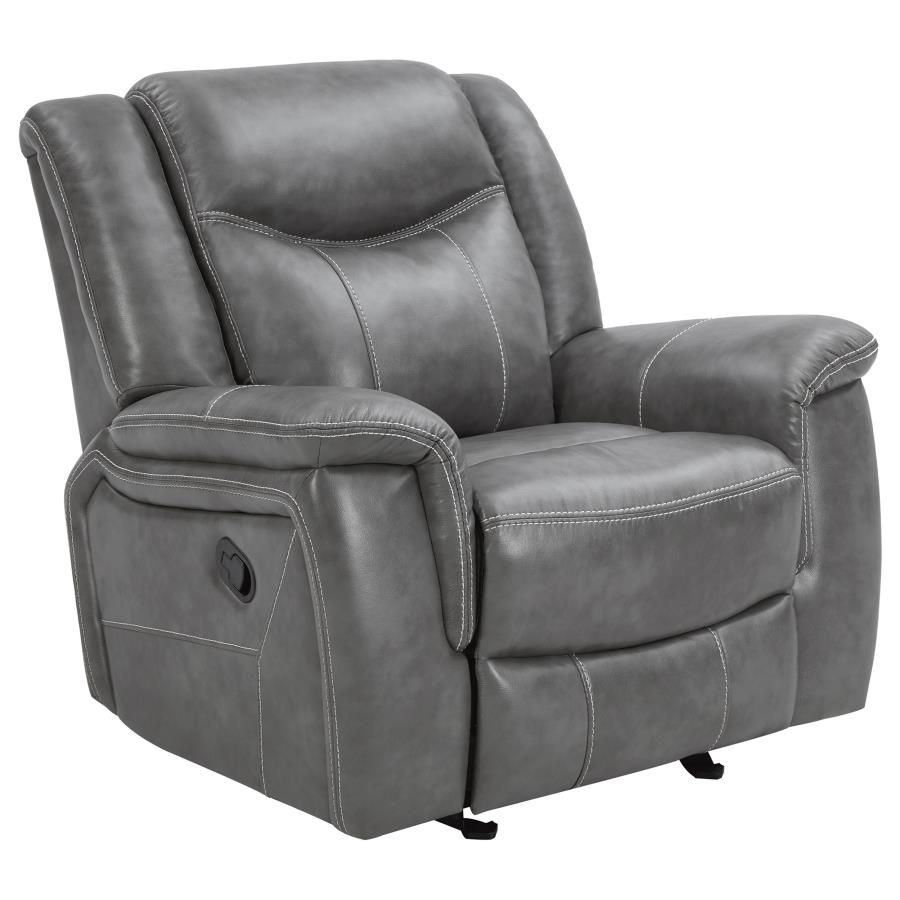 Conrad 3-piece Upholstered Padded Arm Motion Sofa Set Grey-7