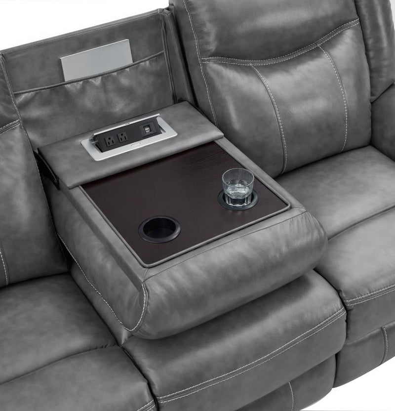 Conrad 3-piece Upholstered Padded Arm Motion Sofa Set Grey-zoom-