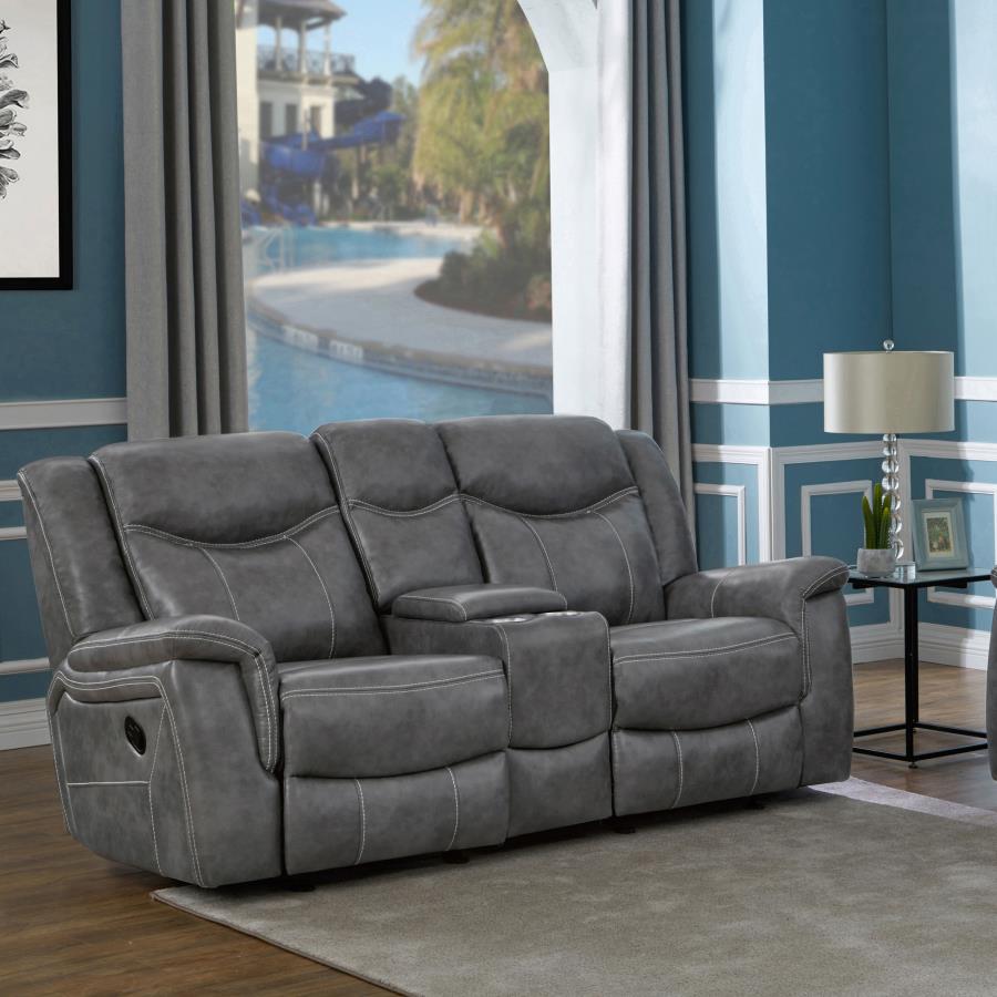 Conrad Upholstered Padded Arm Glider Loveseat Grey-2