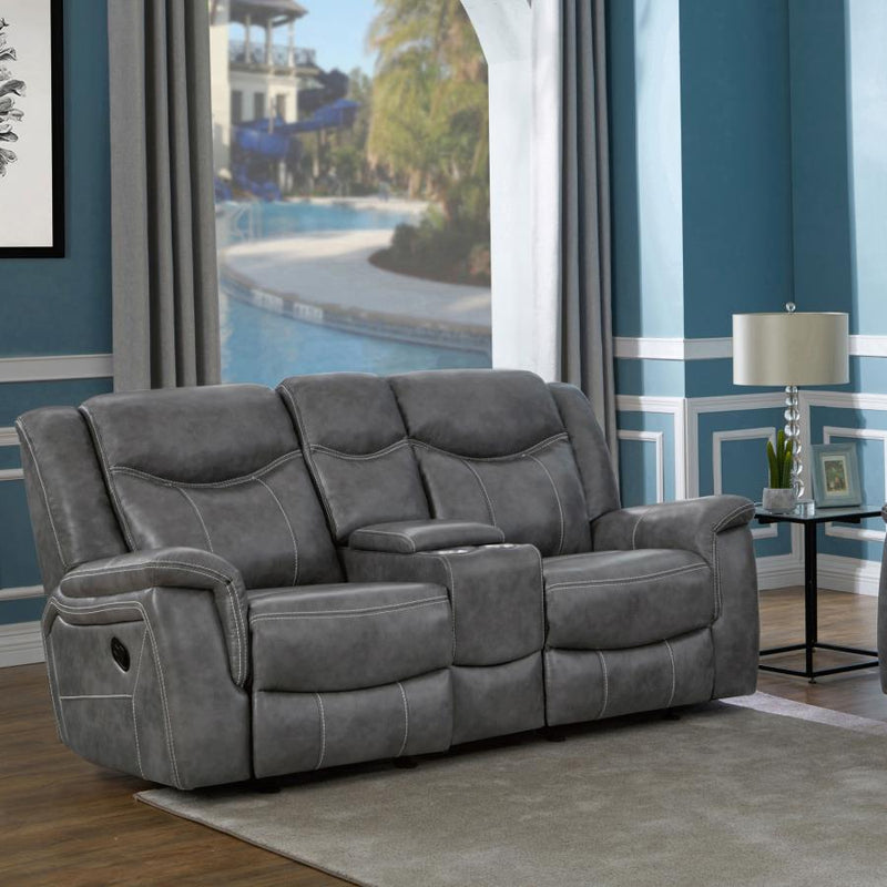Conrad Upholstered Padded Arm Glider Loveseat Grey-zoom-