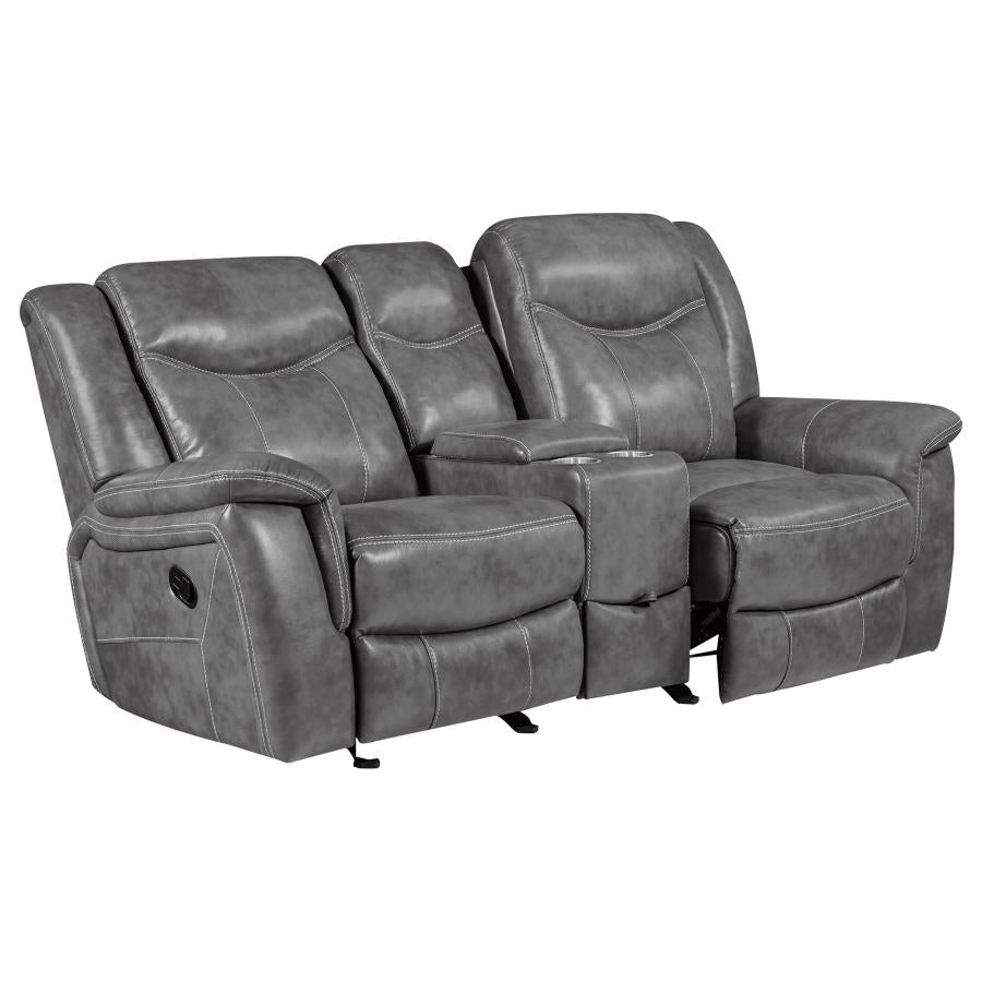 Conrad Upholstered Padded Arm Glider Loveseat Grey-3