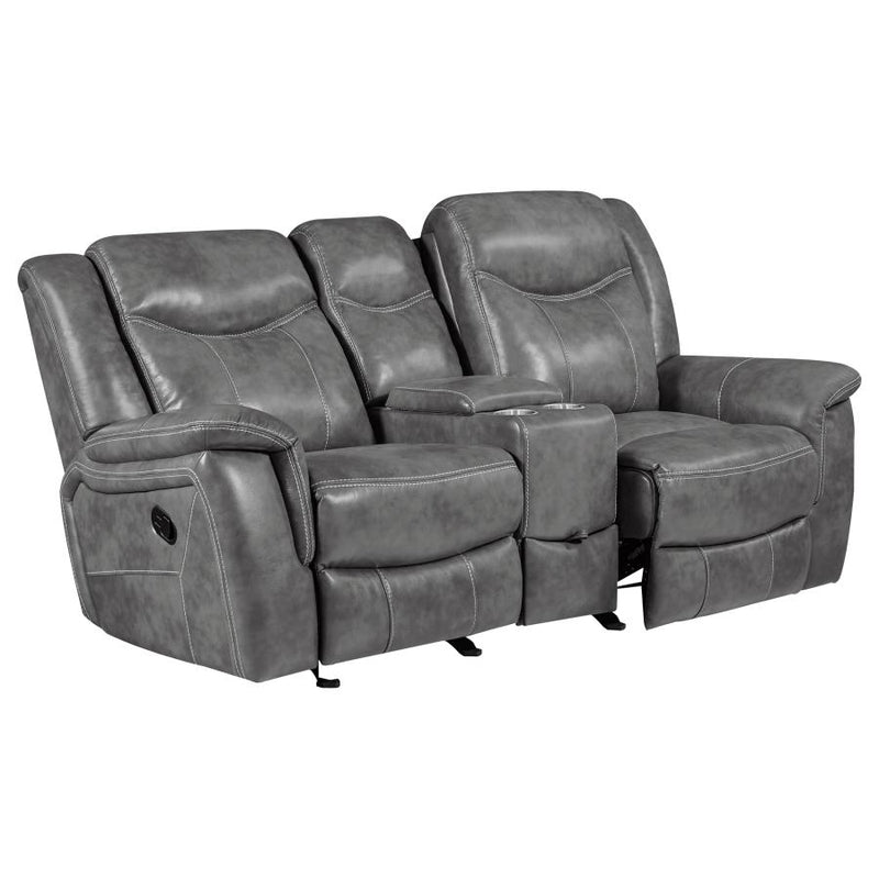 Conrad Upholstered Padded Arm Glider Loveseat Grey-zoom-