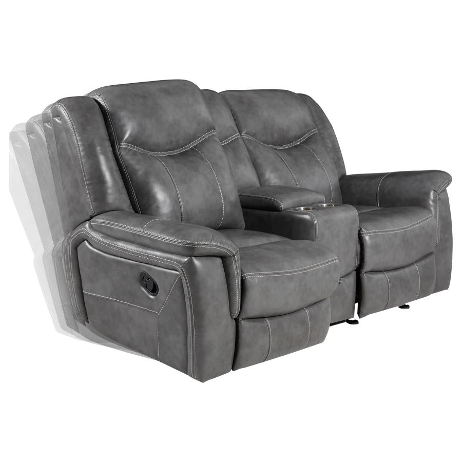 Conrad Upholstered Padded Arm Glider Loveseat Grey-zoom-4