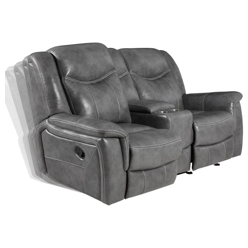 Conrad Upholstered Padded Arm Glider Loveseat Grey-zoom-