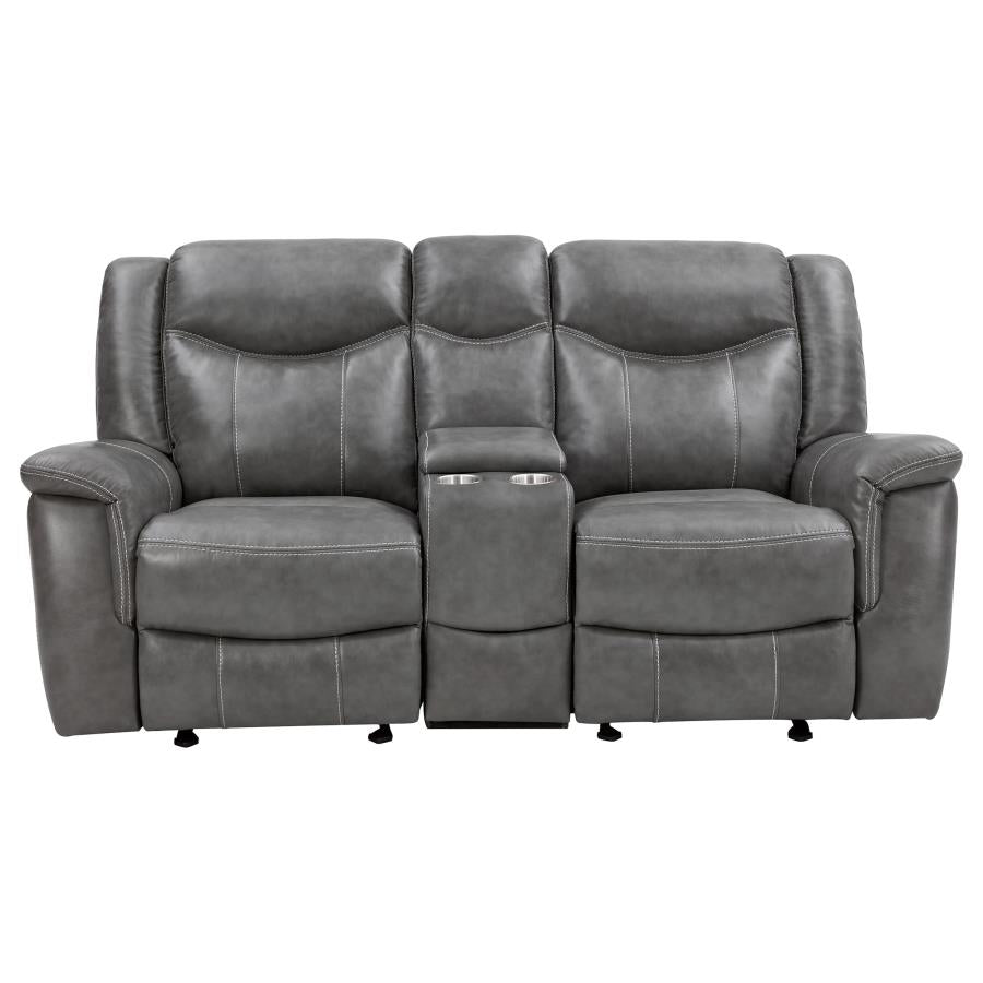 Conrad Upholstered Padded Arm Glider Loveseat Grey-6