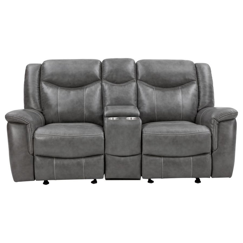 Conrad Upholstered Padded Arm Glider Loveseat Grey-zoom-