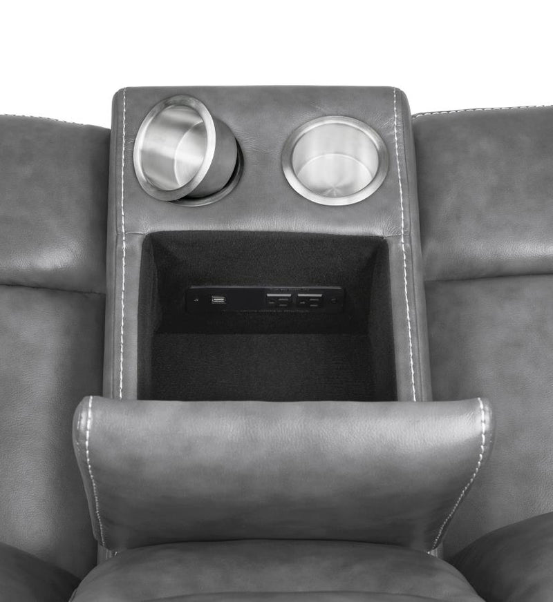 Conrad Upholstered Padded Arm Glider Loveseat Grey-zoom-