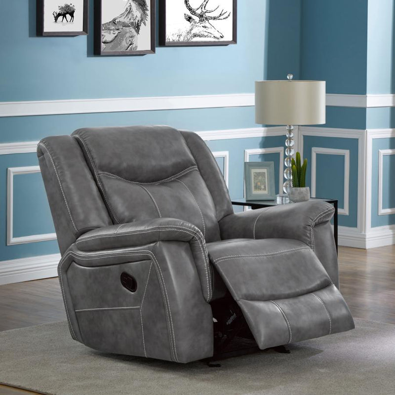 Conrad Upholstered Padded Arm Glider Recliner Grey-zoom-