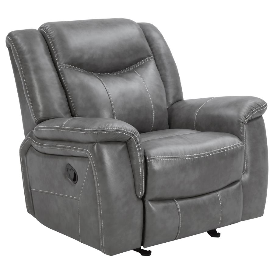 Conrad Upholstered Padded Arm Glider Recliner Grey-zoom-1