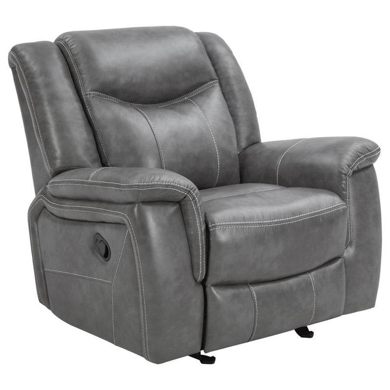 Conrad Upholstered Padded Arm Glider Recliner Grey-zoom-