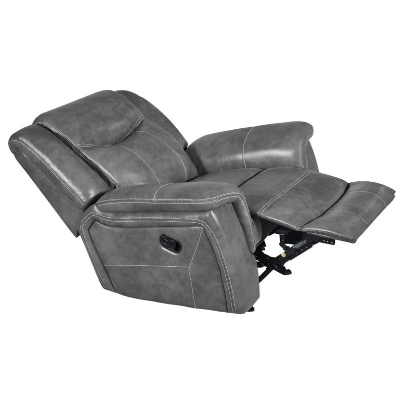 Conrad Upholstered Padded Arm Glider Recliner Grey-zoom-