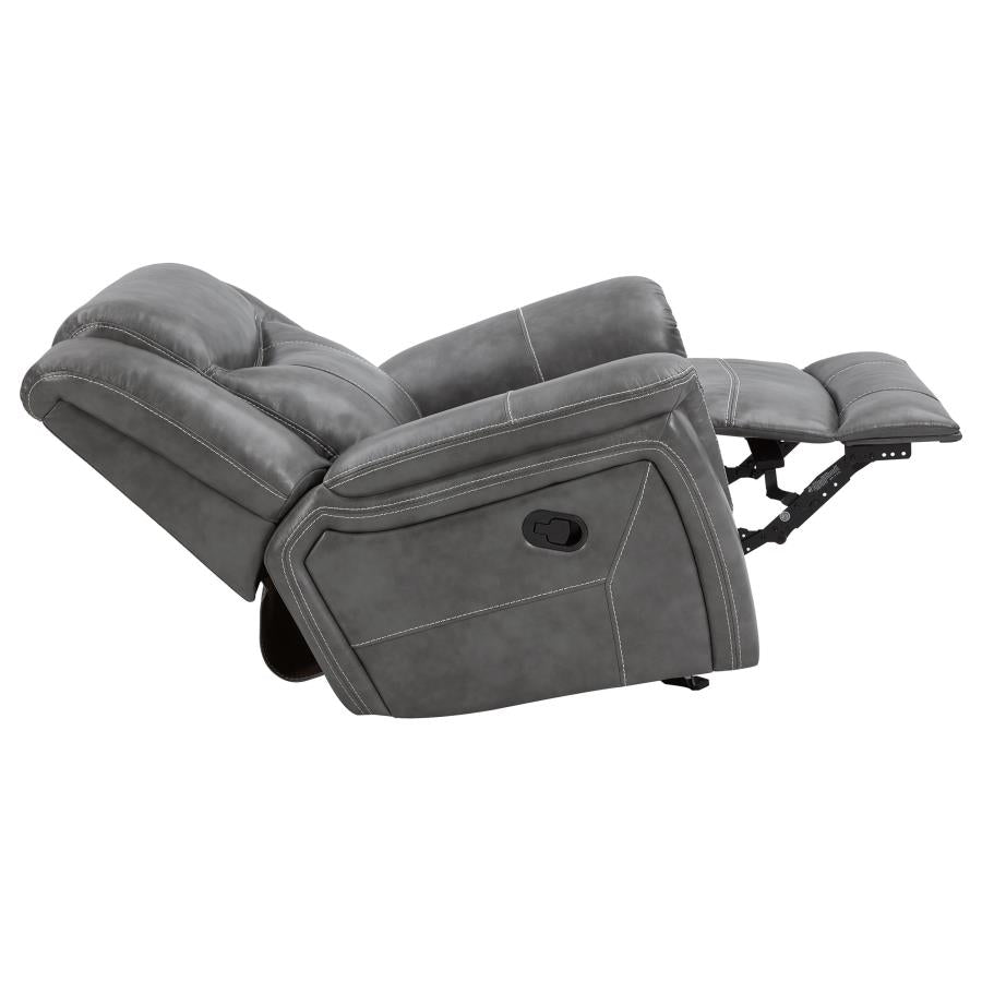 Conrad Upholstered Padded Arm Glider Recliner Grey-zoom-6
