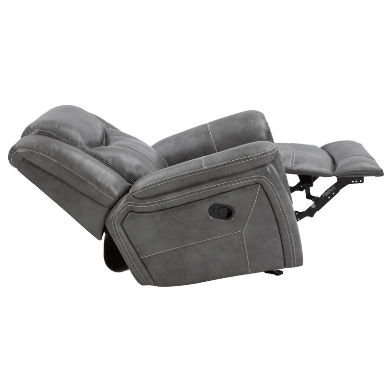 Conrad Upholstered Padded Arm Glider Recliner Grey-zoom-