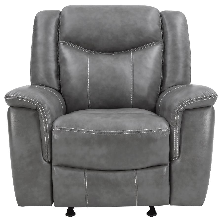 Conrad Upholstered Padded Arm Glider Recliner Grey-zoom-7