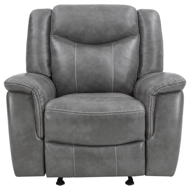 Conrad Upholstered Padded Arm Glider Recliner Grey-zoom-