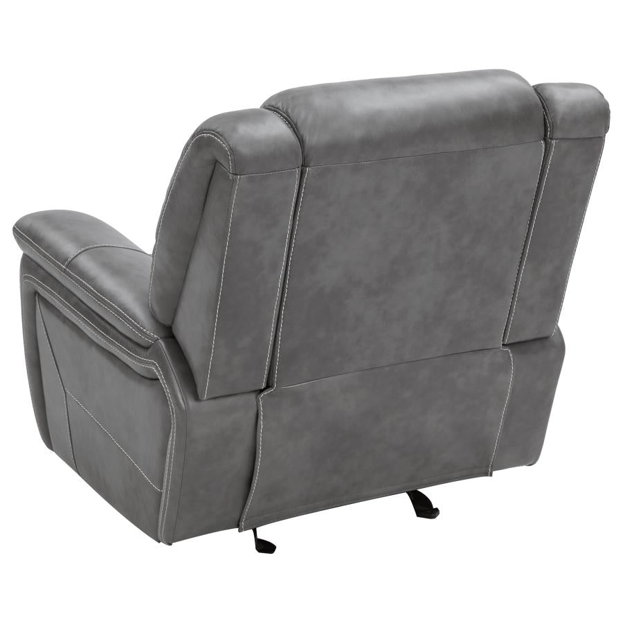 Conrad Upholstered Padded Arm Glider Recliner Grey-zoom-8