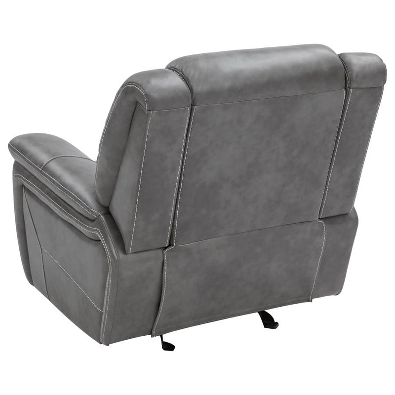 Conrad Upholstered Padded Arm Glider Recliner Grey-zoom-