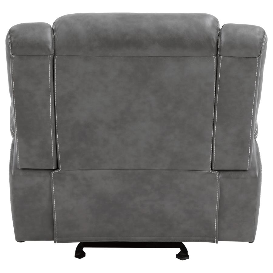 Conrad Upholstered Padded Arm Glider Recliner Grey-9