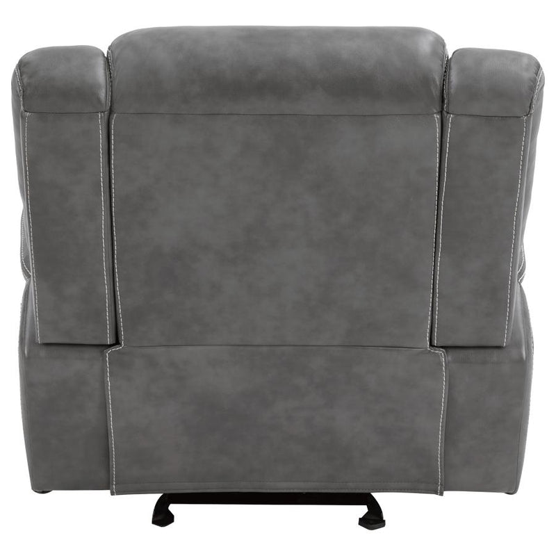 Conrad Upholstered Padded Arm Glider Recliner Grey-zoom-