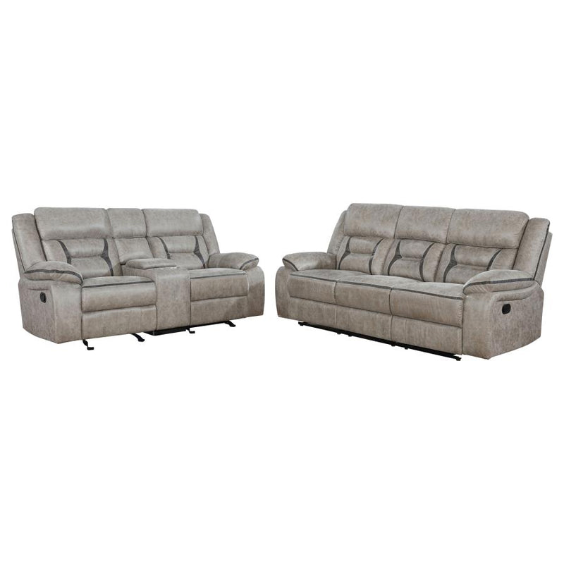 Greer 2-piece Upholstered Reclining Sofa Set Taupe-zoom-