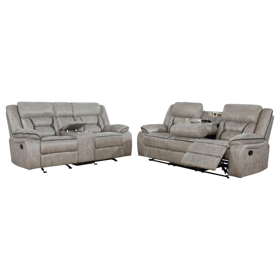 Greer 2-piece Upholstered Reclining Sofa Set Taupe-zoom-4