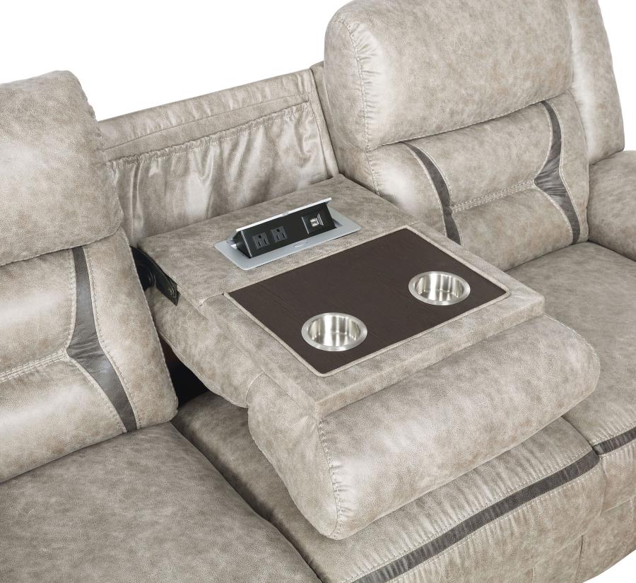 Greer 2-piece Upholstered Reclining Sofa Set Taupe-zoom-8