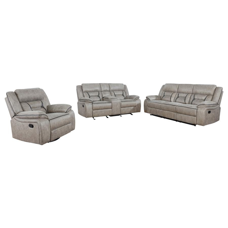 Greer 3-piece Upholstered Reclining Sofa Set Taupe-3