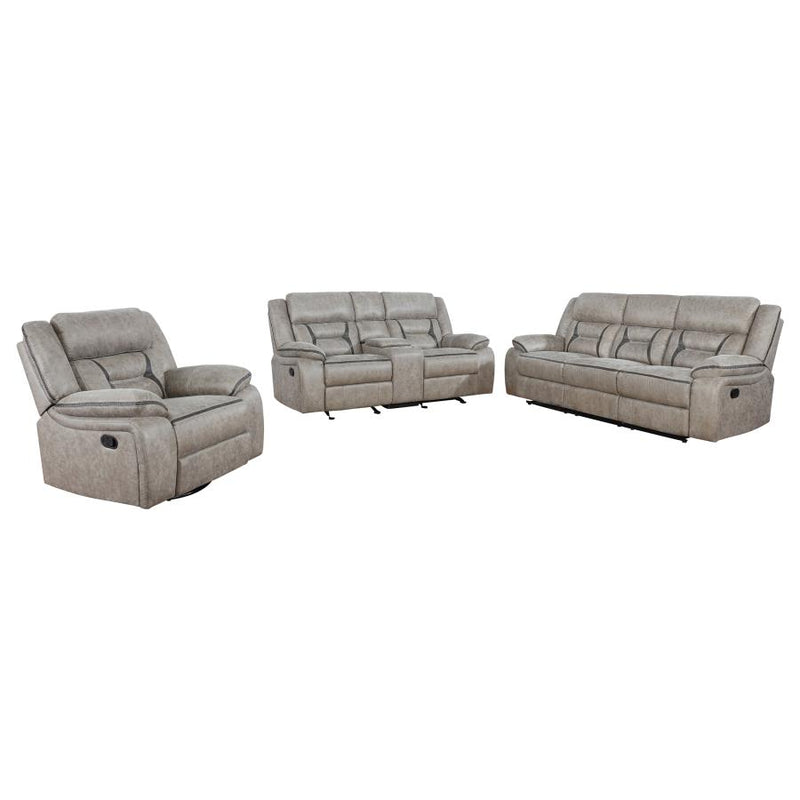 Greer 3-piece Upholstered Reclining Sofa Set Taupe-zoom-