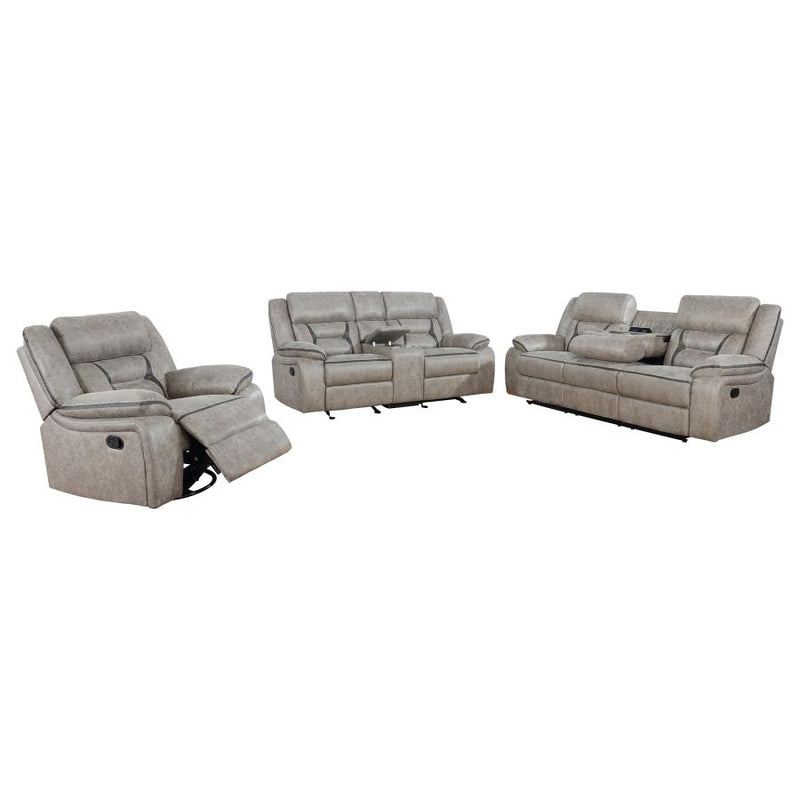 Greer 3-piece Upholstered Reclining Sofa Set Taupe-zoom-