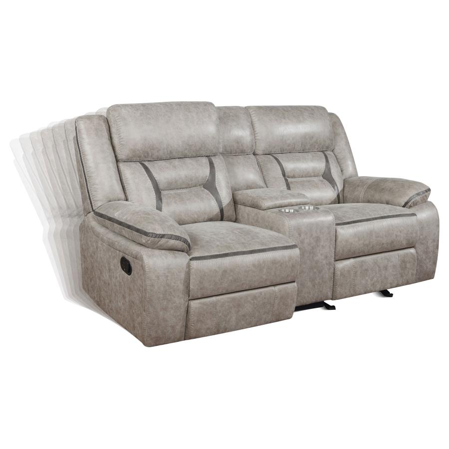 Greer 3-piece Upholstered Reclining Sofa Set Taupe-zoom-7