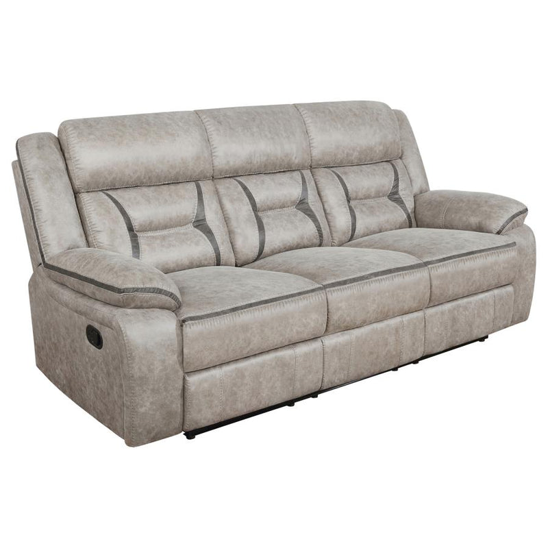 Greer Upholstered Motion Reclining Sofa Taupe-zoom-