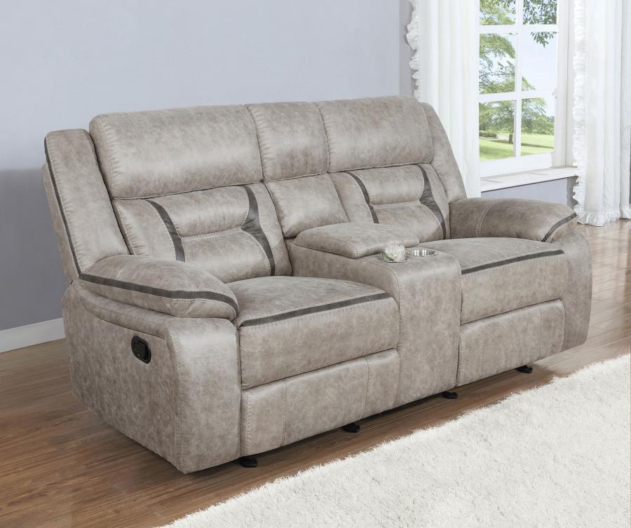 Greer Upholstered Motion Reclining Loveseat Taupe-zoom-2