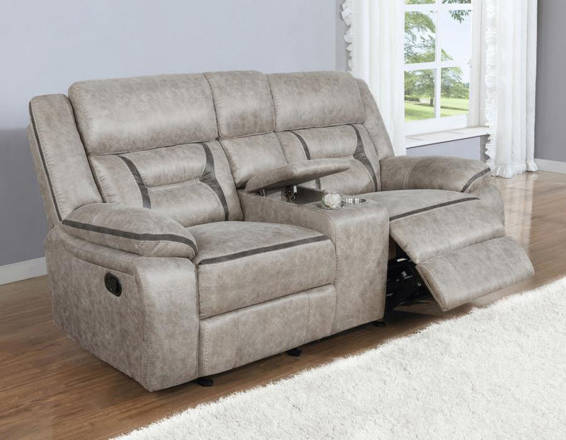 Greer Upholstered Motion Reclining Loveseat Taupe-zoom-