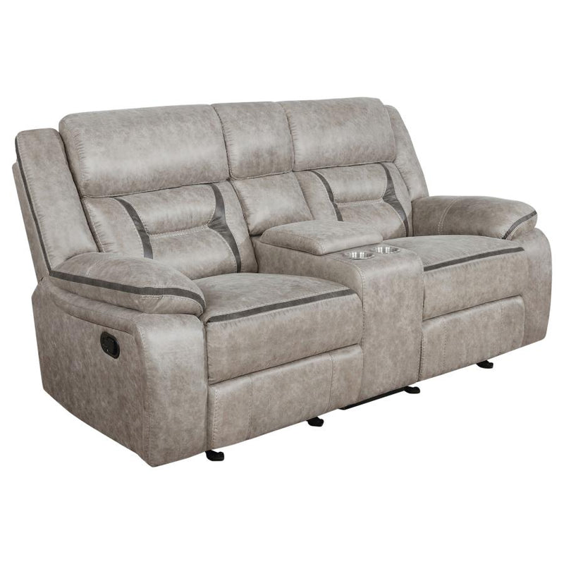 Greer Upholstered Motion Reclining Loveseat Taupe-zoom-