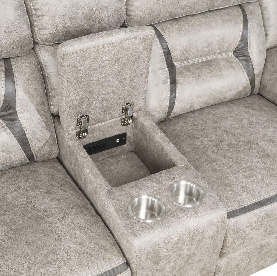 Greer Upholstered Motion Reclining Loveseat Taupe-5