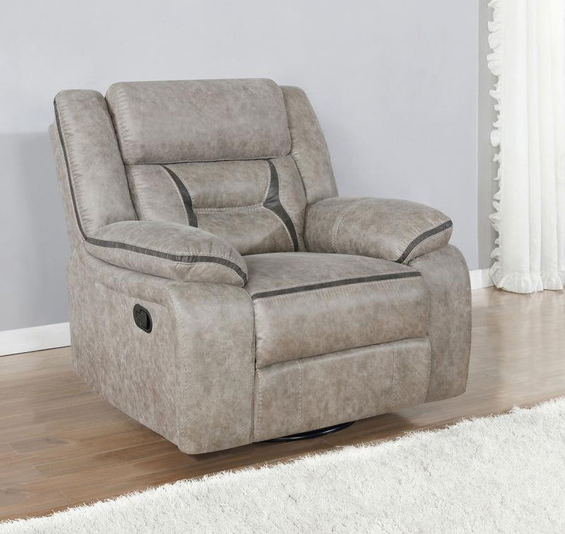 Greer Upholstered Swivel Glider Recliner Chair Taupe-zoom-