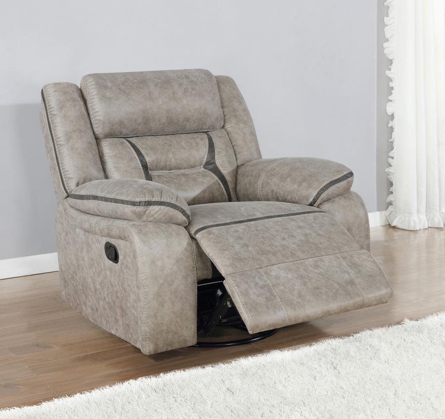 Greer Upholstered Swivel Glider Recliner Chair Taupe-3