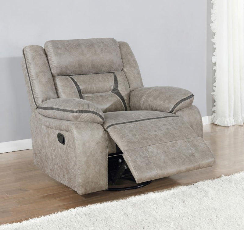Greer Upholstered Swivel Glider Recliner Chair Taupe-zoom-