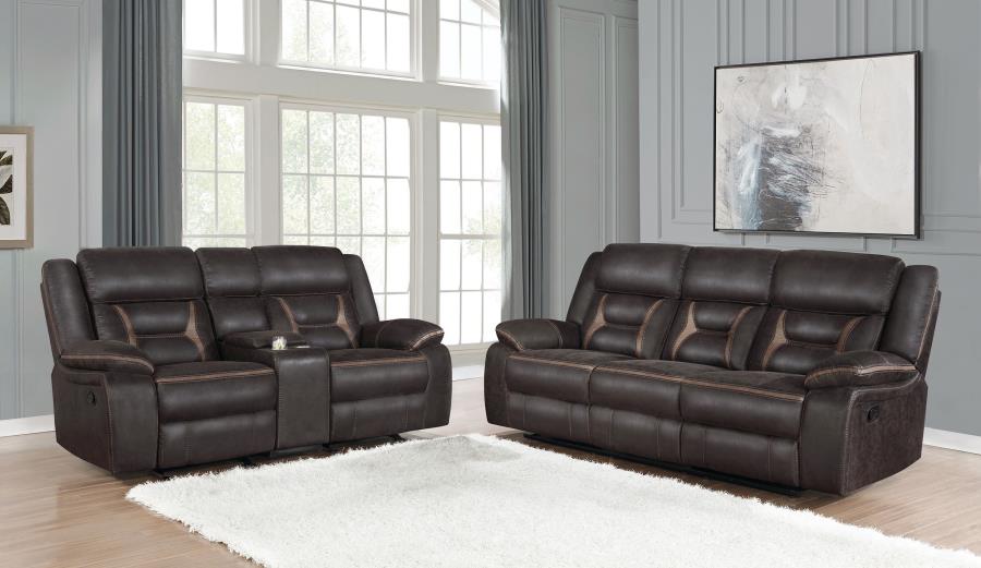 Greer 2-piece Upholstered Reclining Sofa Set Brown-1