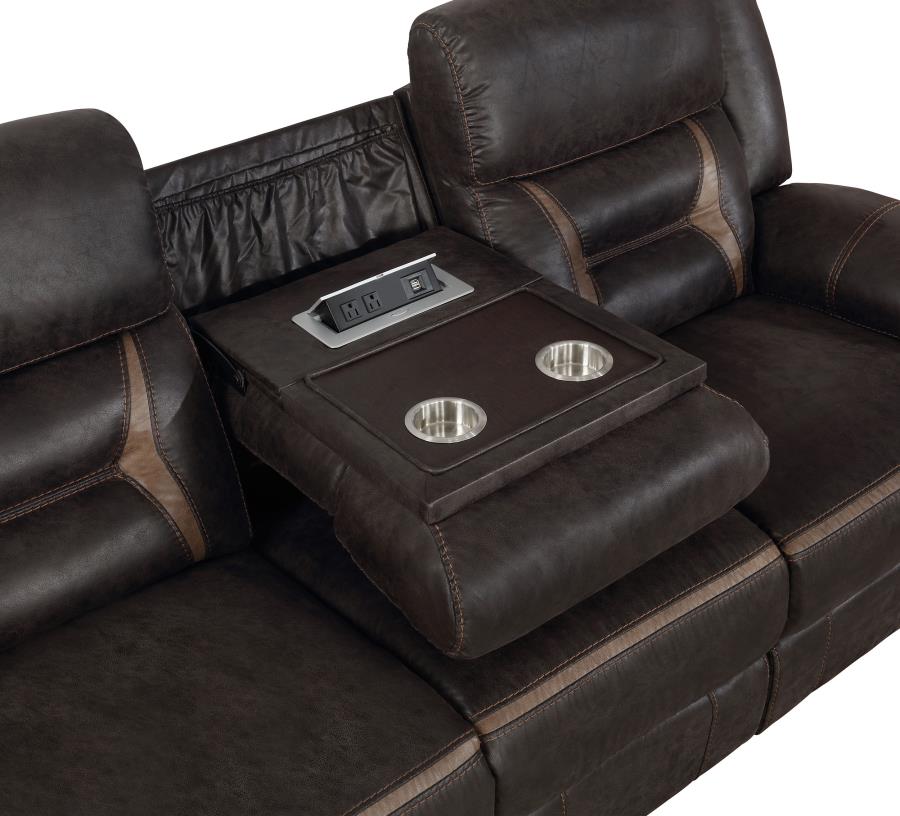 Greer 2-piece Upholstered Reclining Sofa Set Brown-7
