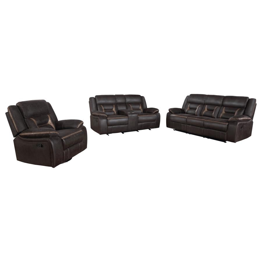 Greer 3-piece Upholstered Reclining Sofa Set Brown-zoom-3